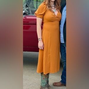 Elegant Orange Midi Dress